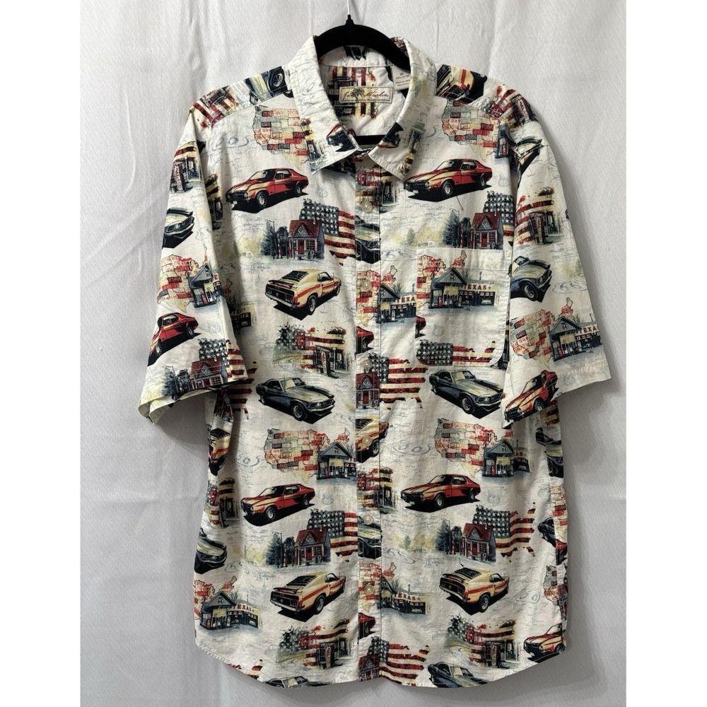 Joe Marlin Shirt Size 2XL Patriotic‎ Mustang Texaco Short Sleeve Cotton